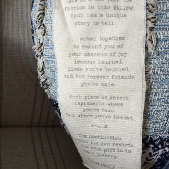 'DEMDACO' NWT 'YOUR JOURNEY' Pillow Indigo mixed media - Picture 8 of 16